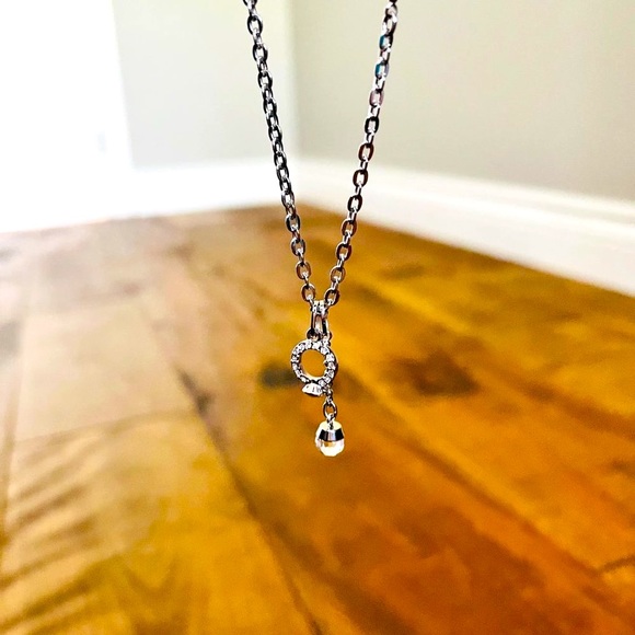 Swarovski Crystal Ring Pendant Necklace, White, Rhodium-plated, Like New - Picture 3 of 4